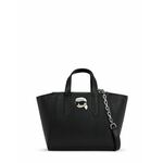 Usnjena torbica Karl Lagerfeld črna barva, 245W3051 - črna. Srednje velika torbica iz kolekcije Karl Lagerfeld. Model na zapenjanje, izdelan iz naravnega usnja.
