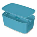 Modra škatla za shranjevanje s pokrovom in organizatorjem Leizt MyBox, 5 l
