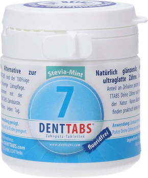 "DENTTABS Tablete za čiščenje zob s stevia-mint in brez fluorida - 125 tab."