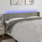shumee LED posteljno vzglavje svetlo sivo 163x16x78/88 cm žamet