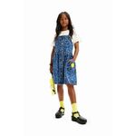 Otroška jeans obleka Desigual - modra. Otroški obleka iz kolekcije Desigual. Model izdelan iz jeansa. Model iz izjemno udobne tkanine z visoko vsebnostjo bombaža.