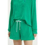 Kratke hlače Polo Ralph Lauren ženske, zelena barva, 211936222 - zelena. Kratke hlače iz kolekcije Polo Ralph Lauren, izdelane iz frotirne tkanine. Model iz izjemno udobne tkanine z visoko vsebnostjo bombaža.