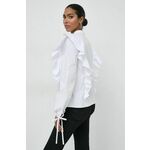 Bombažna majica Silvian Heach ženska, bela barva - bela. Bluza iz kolekcije Silvian Heach, izdelana iz enobarvne tkanine. Model iz izjemno udobne bombažne tkanine, ki je zračna.