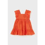 Obleka za dojenčka Mayoral oranžna barva - oranžna. Obleka za dojenčke iz kolekcije Mayoral. Nabran model, izdelan iz vzorčaste tkanine.