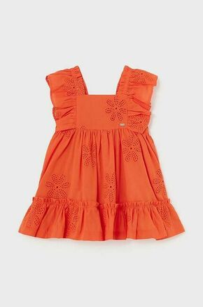 Obleka za dojenčka Mayoral oranžna barva - oranžna. Obleka za dojenčke iz kolekcije Mayoral. Nabran model