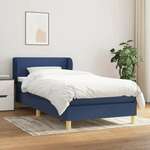Greatstore Box spring postelja z vzmetnico modra 90x200 cm blago