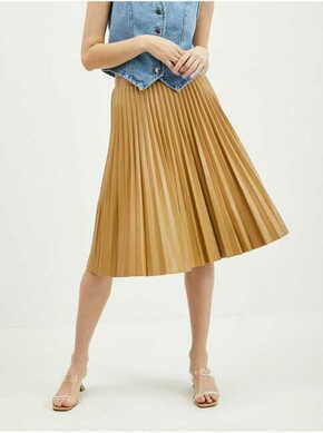 Orsay Světle hnědá dámská koženková plisovaná sukně ORSAY 38