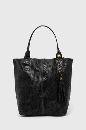 Usnjena torbica Answear Lab črna barva - črna. Velika torbica iz kolekcije Answear Lab. Model na zapenjanje
