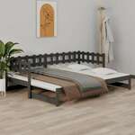 shumee Izvlečna dnevna postelja siva 2x(90x200) cm trdna borovina