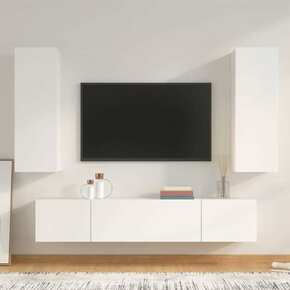 VidaXL Komplet TV omaric 4-delni bel inženirski les