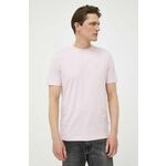 Bombažna kratka majica BOSS moški, roza barva - roza. Lahkotna kratka majica iz kolekcije BOSS, izdelana iz pletenine, prijetne na otip. Model iz izjemno udobne bombažne tkanine.