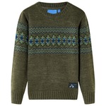 vidaXL Otroški pulover pleten kaki 140