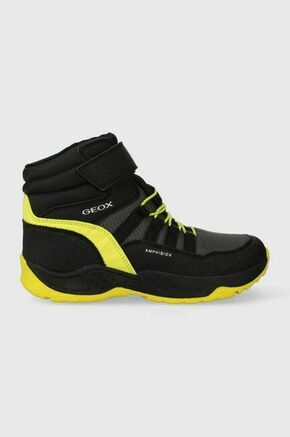 Otroški zimski škornji Geox črna barva - črna. Zimski čevlji iz kolekcije Geox. Podloženi model izdelan iz kombinacije sintetičnega in tekstilnega materiala.