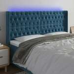 shumee LED posteljno vzglavje temno modro 183x16x118/128 cm žamet