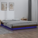 Vidaxl LED posteljni okvir medeno rjav 120x190 cm 4FT trden les