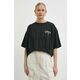 Bombažna kratka majica Pinko ženska, črna barva, 104257 A26S - črna. Kratka majica iz kolekcije Pinko, izdelana iz pletenine s potiskom. Model iz izjemno udobne bombažne tkanine.