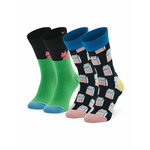 Happy Socks Set 2 parov otroških visokih nogavic KCAT02-9300 Pisana