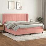 Box spring postelja z vzmetnico roza 200x200 cm žamet - vidaXL - roza - 94,59 - 200 x 200 cm - vidaXL