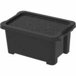 Črna plastična škatla za shranjevanje s pokrovom Evo Easy - Rotho