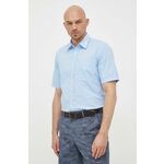 Bombažna srajca BOSS BOSS ORANGE moška - modra. Srajca iz kolekcije BOSS, izdelana iz enobarvne tkanine. Model iz izjemno udobne bombažne tkanine.