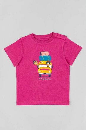 Otroška bombažna majica zippy vijolična barva - vijolična. Kratka majica za dojenčka iz kolekcije zippy. Model izdelan iz vzorčaste pletenine.