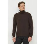 Volnen pulover Sisley moški, rjava barva - rjava. Pulover iz kolekcije Sisley. Model izdelan iz enobarvne pletenine. Visoka vsebnost volne zagotavlja zaščito pred mrazom, dodatek poliamida pa povečuje trpežnost izdelka.