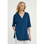 Majica Max Mara Leisure ženska, mornarsko modra barva, 2416941068600 - mornarsko modra. Bluza iz kolekcije Max Mara Leisure izdelana iz enobarvnega materiala. Model iz izjemno udobne tkanine z visoko vsebnostjo viskoze.