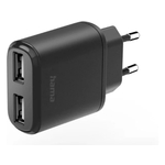 Hama 00201627 polnilec, 12 W, 2 x USB-A, črn
