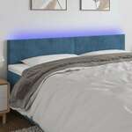 Greatstore LED posteljno vzglavje temno modro 200x5x78/88 cm žamet