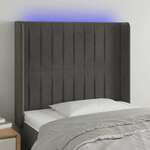 shumee LED posteljno vzglavje temno sivo 103x16x118/128 cm žamet