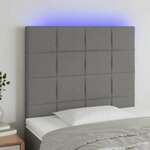 Greatstore LED posteljno vzglavje temno sivo 80x5x118/128 cm blago