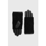 Medicine usnjene rokavice ženski, črna barva - črna. Rokavice iz kolekcije Medicine. Model izdelan iz kombinacije naravnega usnja in tekstilnega materiala.
