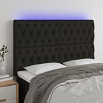 Vidaxl LED posteljno vzglavje črno 160x7x118/128 cm blago