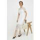 Obleka Dkny bela barva, DD4AH520 - bela. Obleka iz kolekcije Dkny. Model izdelan iz enobarvnega materiala. Model iz izjemno udobne, zračne tkanine.