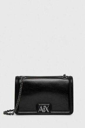 Torbica Armani Exchange črna barva - črna. Srednje velika torbica iz kolekcije Armani Exchange. Model na zapenjanje