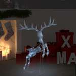 vidaXL Božična dekoracija leteči jelen 120 LED lučk srebrn hladno bel