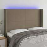 vidaXL LED posteljno vzglavje taupe 147x16x118/128 cm blago
