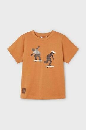 Otroška bombažna kratka majica Mayoral oranžna barva - oranžna. Otroške kratka majica iz kolekcije Mayoral. Model izdelan iz tanke