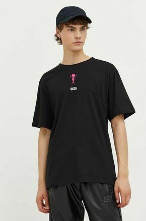Bombažna kratka majica GCDS črna barva - črna. Kratka majica iz kolekcije GCDS