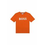 Otroška bombažna kratka majica BOSS oranžna barva - oranžna. Otroške kratka majica iz kolekcije BOSS. Model izdelan iz udobne pletenine.