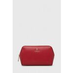 Usnjena kozmetična torbica Furla rdeča barva - rdeča. Kozmetična torbica iz kolekcije Furla. Model izdelan iz naravnega usnja.