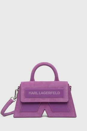 Torbica iz semiša Karl Lagerfeld vijolična barva - vijolična. Majhna torbica iz kolekcije Karl Lagerfeld. Model na zapenjanje