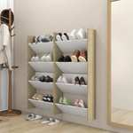 vidaXL Stenske omare za čevlje 4 kosi bele in sonoma hrast 60x18x60 cm