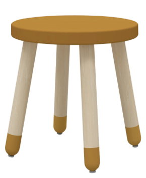 Flexa Lesen stol brez naslonjala za otroke gorčica Dots