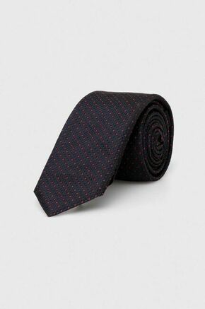 Svilena kravata HUGO črna barva - črna. Kravata iz kolekcije HUGO. Model izdelan iz vzorčaste
