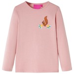vidaXL Otroška majica z dolgimi rokavi motiv veverice svetlo roza 92