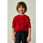 Otroški pulover Mayoral rdeča barva - rdeča. Otroški pulover iz kolekcije Mayoral. Model izdelan iz pletenine s potiskom.