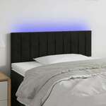 Greatstore LED posteljno vzglavje črno 80x5x78/88 cm žamet