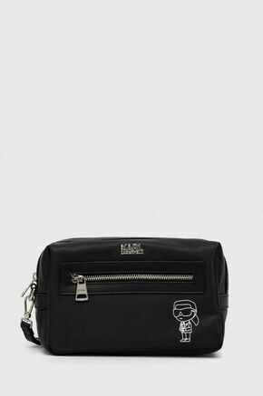 Kozmetična torbica Karl Lagerfeld črna barva - črna. Kozmetična torbica iz kolekcije Karl Lagerfeld. Model izdelan iz tekstilnega materiala.