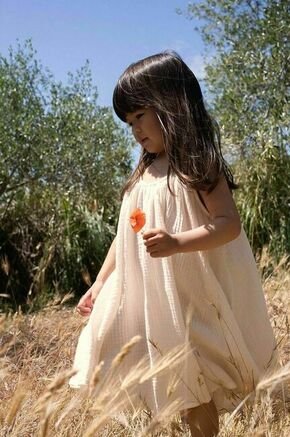 Otroška bombažna obleka Konges Sløjd oranžna barva - oranžna. Otroški obleka iz kolekcije Konges Sløjd. Ohlapen model
